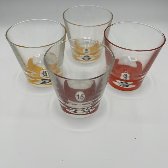 Vintage MCM Pool Balls Cocktail Drinking Glasses By Luminarc Set Of 4 France - Picture 1 of 10